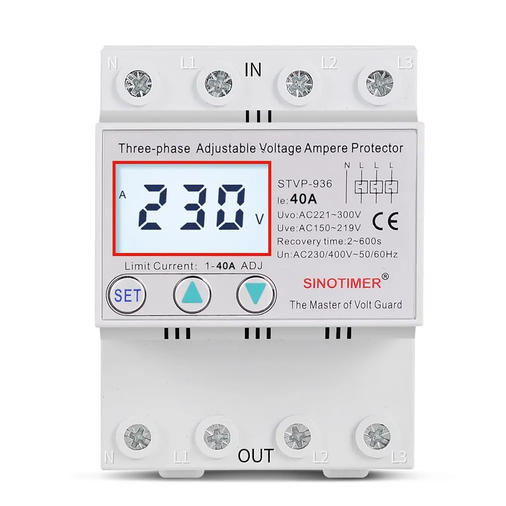 

Din Rail 3 Phase Voltage Relay 380V Voltmeter Ammeter Over and Under Voltage Relays Adjust Current Overvoltage