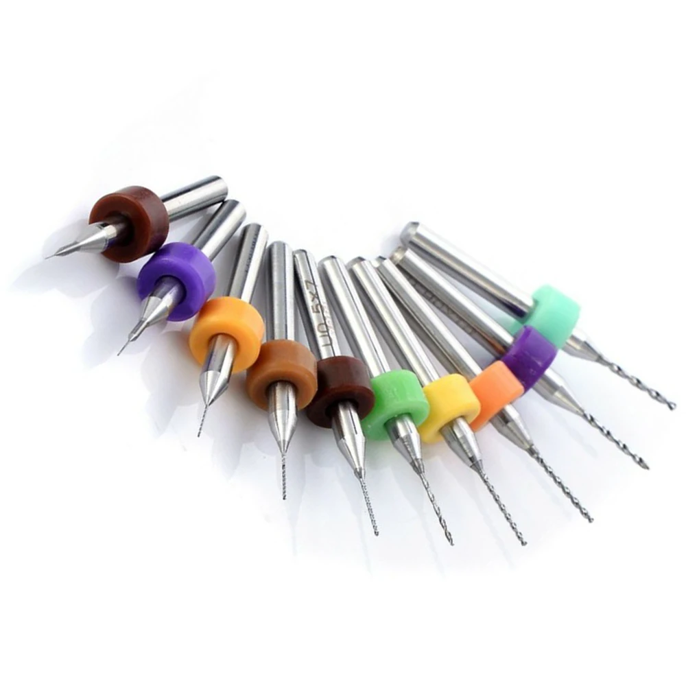 

10pcs Micro Drill Bit Engraving Carbide Steel Tip CNC Power Tool Box 0.6mm-1.5mm