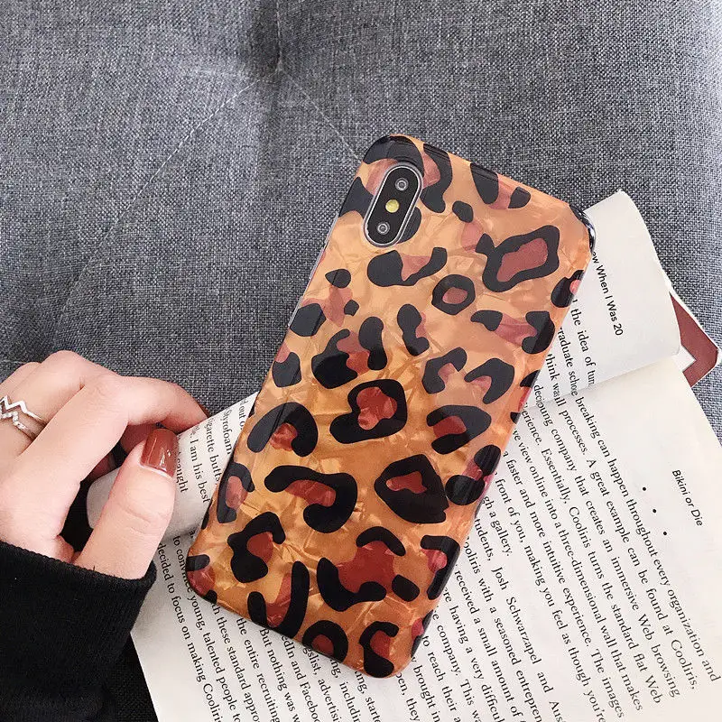 

Iphone Case Leopard Shell Print 7 Iphone 12 Promax 11 Xs 8Plus Silicone Soft Case 8Plus Drop Proof Leopard Grain Shells