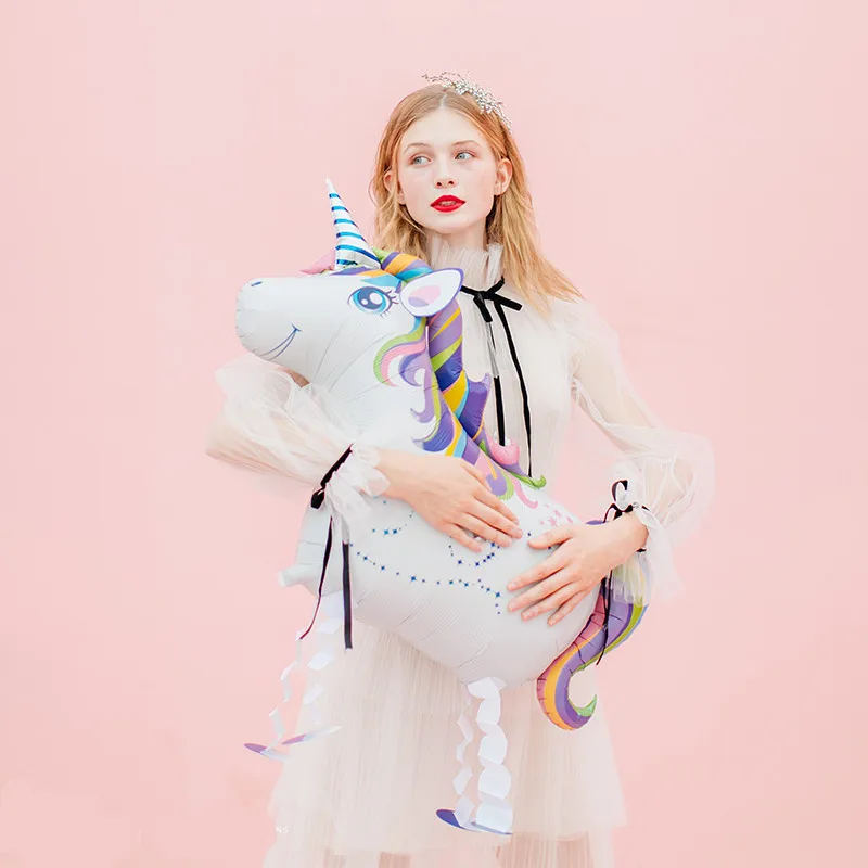 Вечерние украшения прогулки Единорог воздушные шары гуляющих животных гелия