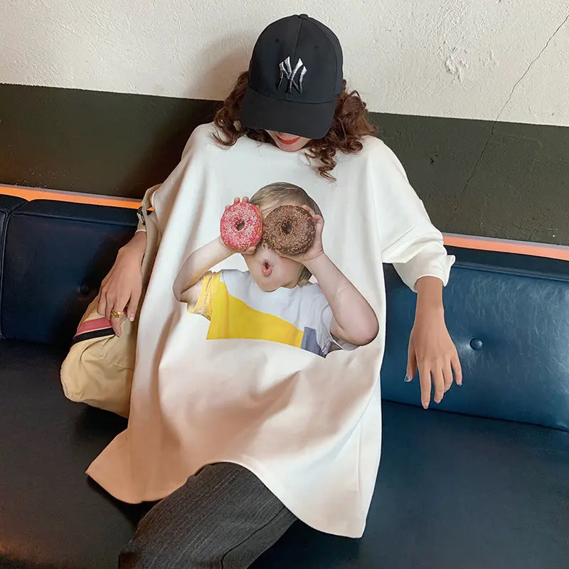 2020 детская свободная футболка в стиле хип хоп с пончиком футболки короткими