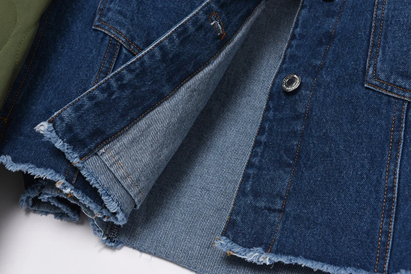 

Fit Contrast Loose Color Denim Jacket New Polo Collar Long Batwing Sleeve Women Coat Fashion Autumn Winter 2021 1DD4196