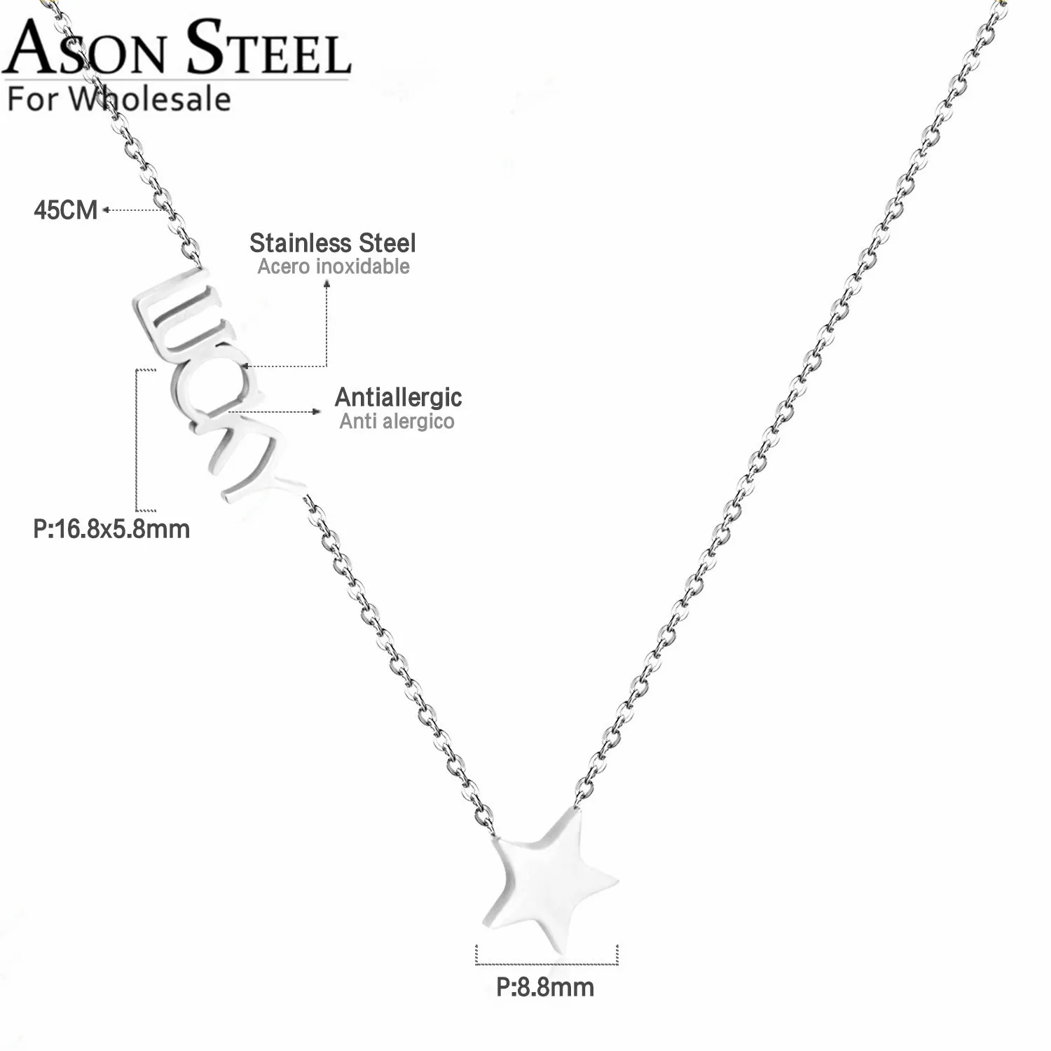 Ожерелье ASONSTEEL с инициалами для женщин и девушек колье-чокер из нержавеющей стали