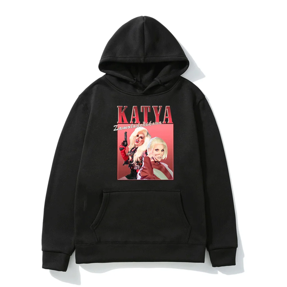 

Винтажная Толстовка Katya Zamolodchikova 90-х годов, унисекс, осенняя удобная толстовка с капюшоном, универсальный пуловер для мужчин и женщин