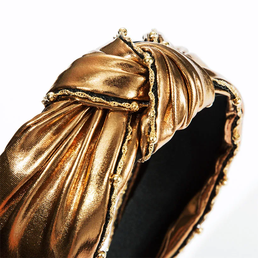 

LEVAO Shiny Headband Cloth Knotted Hairbands Female Bezel Turban Women Fashion Fashion Girls Hair Accessories Head Hoop Headwear