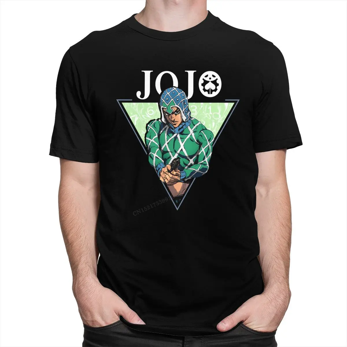

Классные мужские футболки с рисунком Джоджо, Необычные строгие футболки с принтом манга, Гидо, миста, облегающие хлопковые футболки премиум-класса в подарок