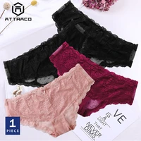 attraco underwear panties briefs 1 pcs womens thong lace string tanga soft basic solid black red pink plus size