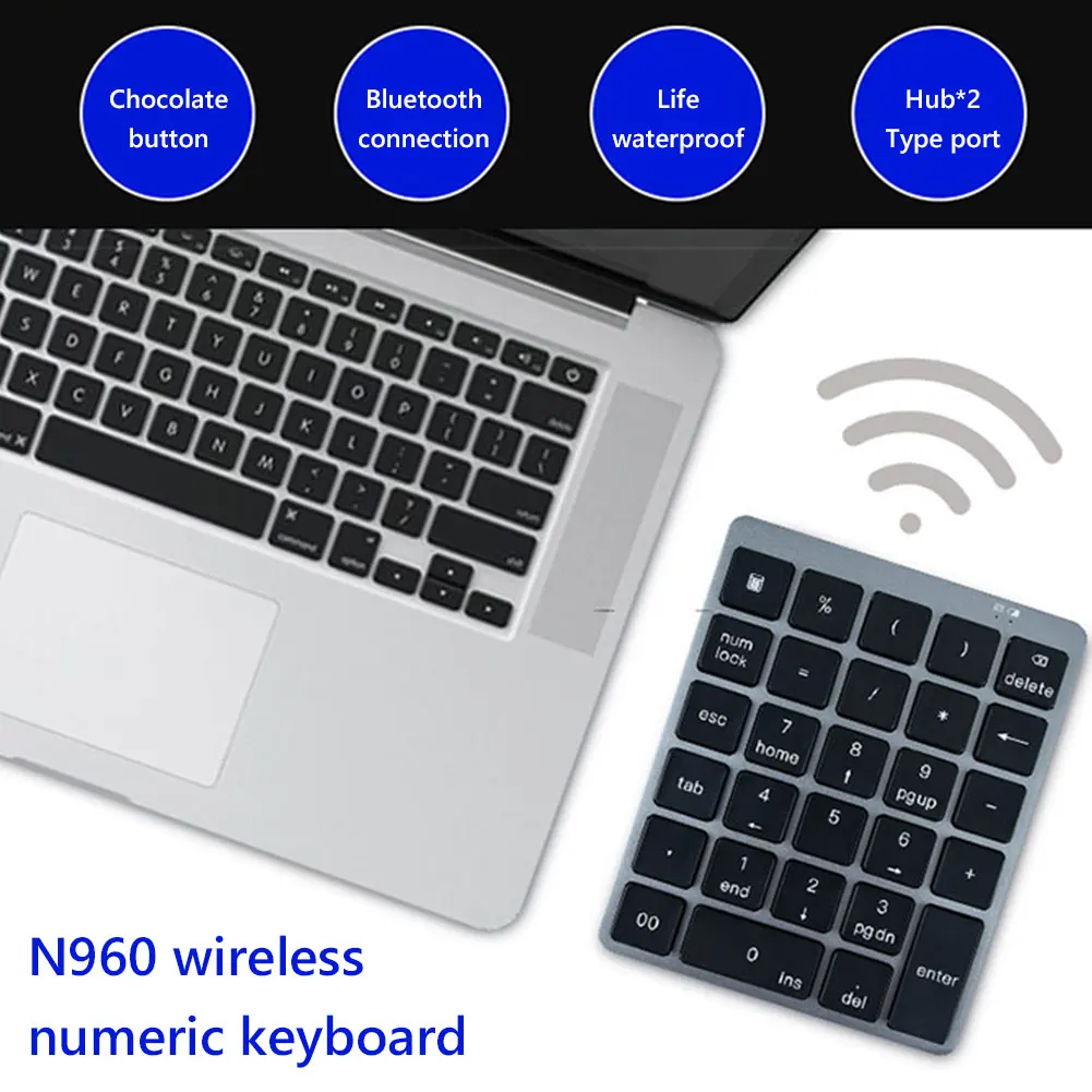 

N960 28 Keys Wireless Numeric aluminum alloy Keypad for Accounting Ultra Slim Laptop Desktop Notebook Digital Keyboard Numpad
