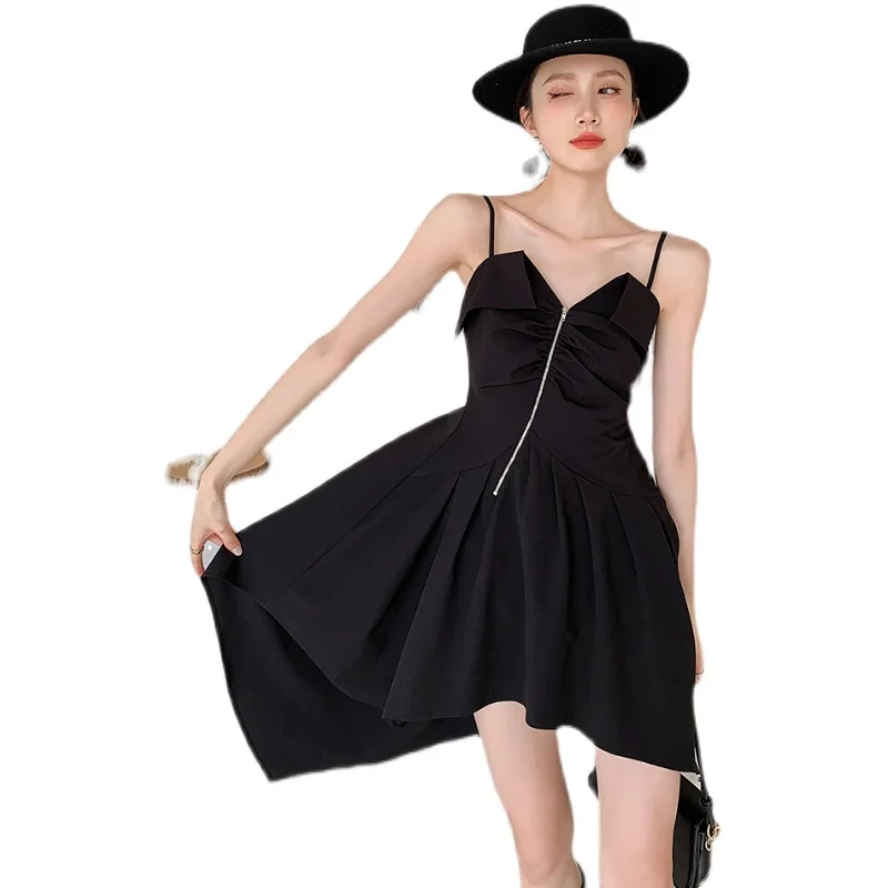 

The diablo series of irregular hem condole belt dress female natsushio waist skirt with shoulder-straps of cultivate one's moral