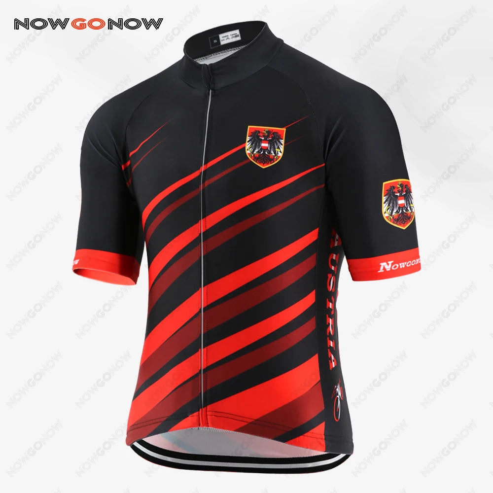 Футболка для велоспорта NOWGONOW Pro красная и черная с австрийским флагом гербом