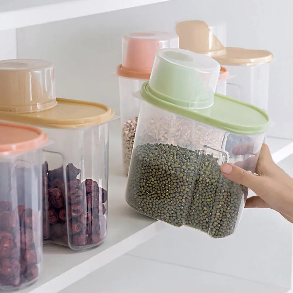 

4pcs/set 1.9L Plastic Storage Box Cereal Dry Food Storage Container Transparent Leakproof Storage Bottle Kitchen Container