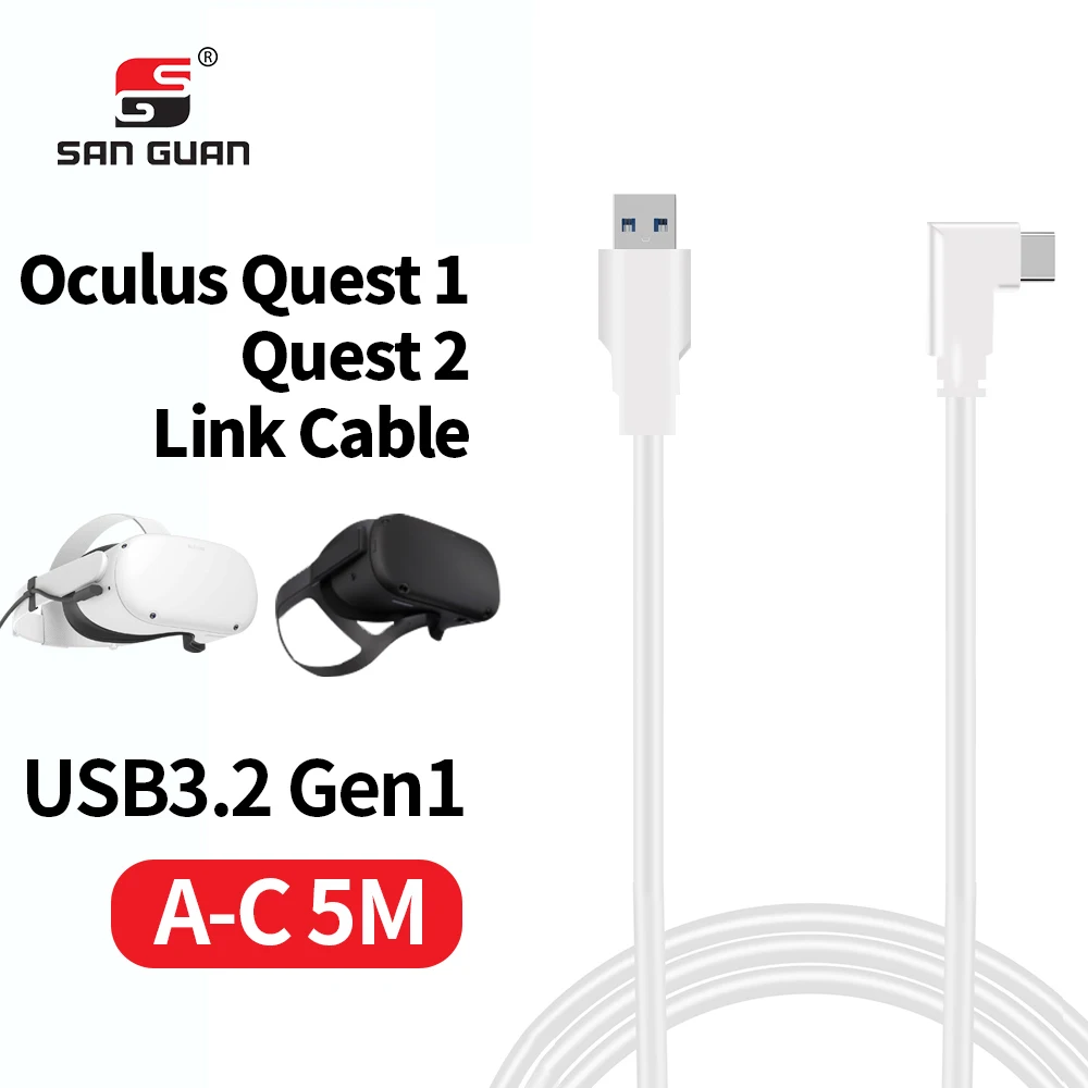 Белый кабель Oculus Quest 2 5 м 4 USB Type C 3 0 16 футов гарнитура VR быстрая зарядка
