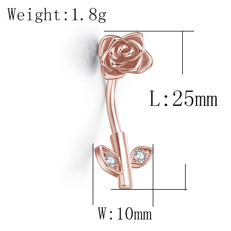 

2pcs Cute Rose Belly Button Rings Stainless Steel Rose Flower Navel Piercings Body Jewelry for Women