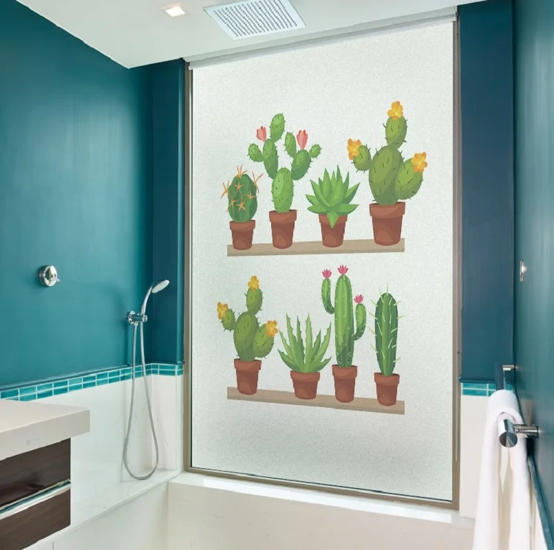 Индивидуальные Размеры электростатического Стекло Фольга суккуленты узор