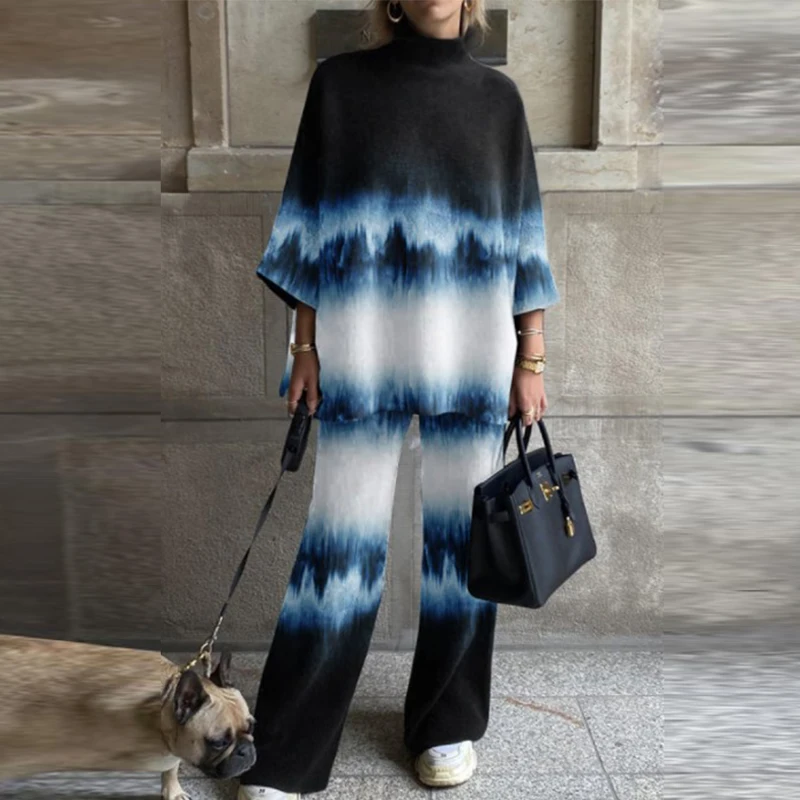 Костюм спортивный женский с длинным рукавом Модный Элегантный пуловер высоким