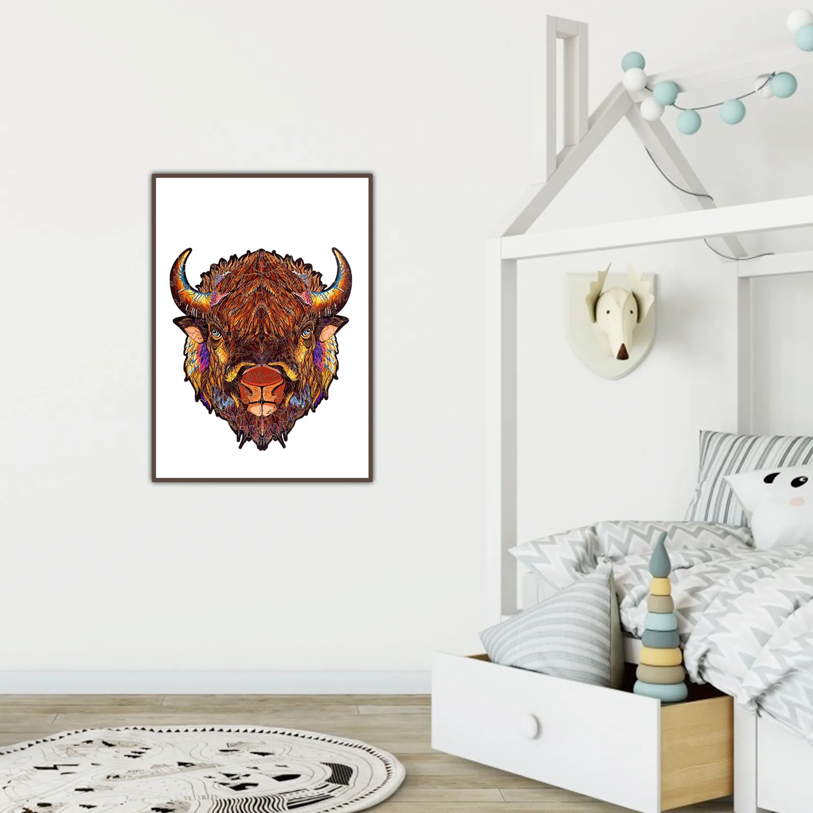 

3D Animal Shaped Wooden Puzzle for Adults Kids Montessori Toys Cow Head Jigsaw Puzzles Game Children Wooden Toy Christmas Gifts