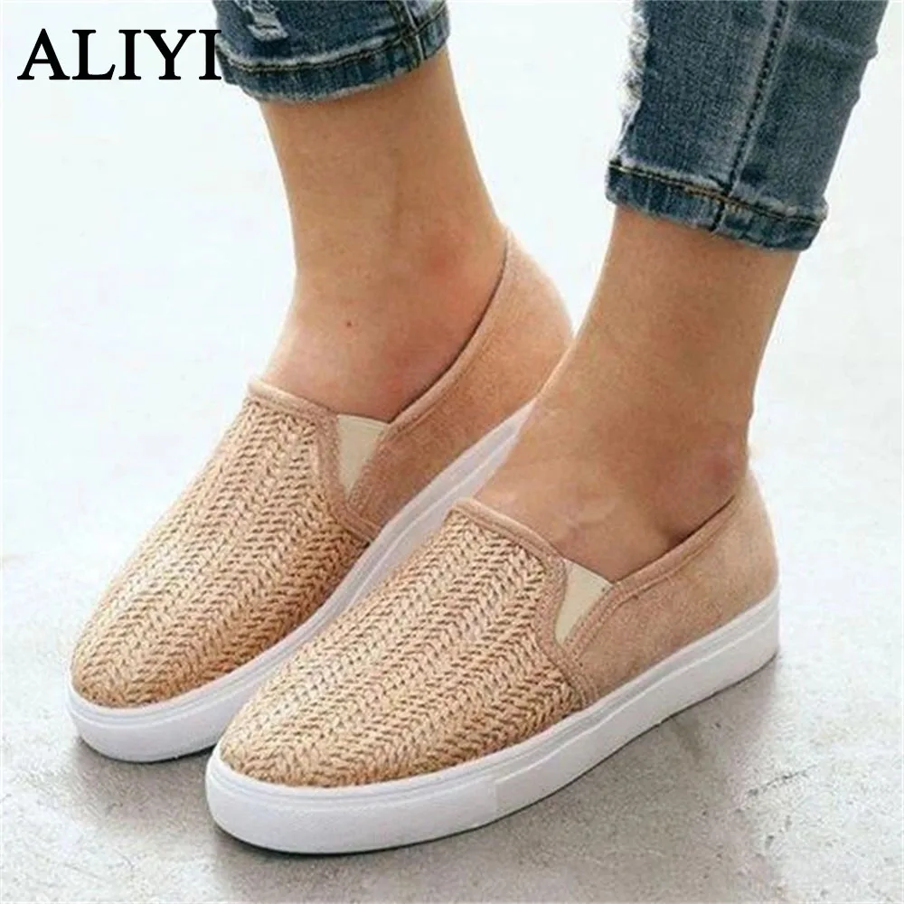 Лоферы без застежки женские 2021 Сезон весна осень Туфли из дышащего плетеного
