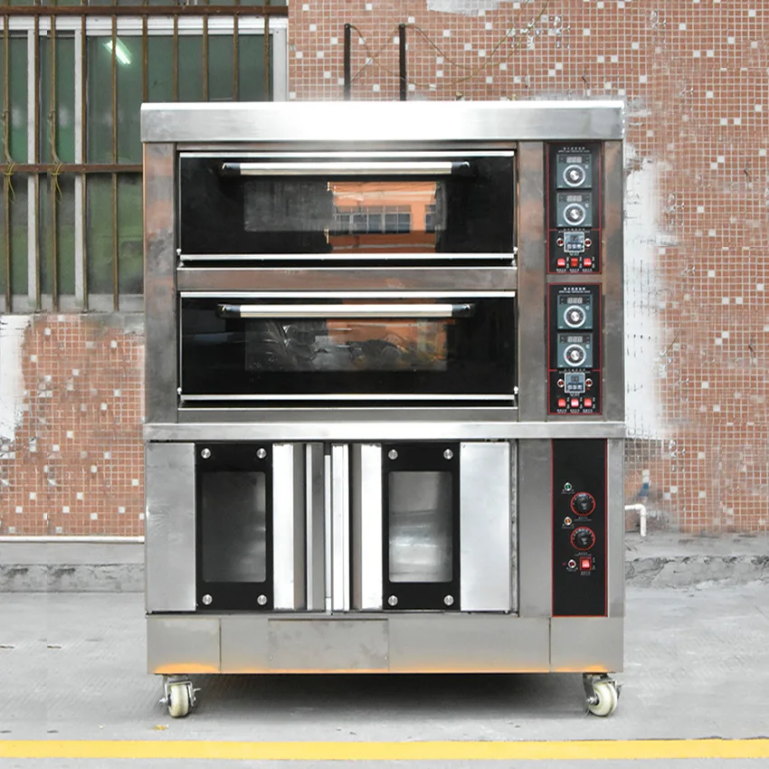 

Коммерческая электрическая печь для выпечки и брожения пиццы машина для выпечки хлеба 2 слоя 4 лотка интеллектуальная печь