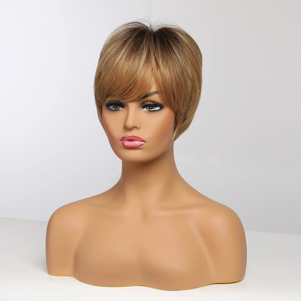 EASIHAIR короткие коричневые женские синтетические парики с Омбре многослойная