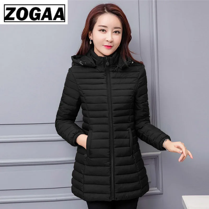 Женская парка ZOGAA Длинная утепленная с капюшоном большого размера 5XL 6XL|Женские
