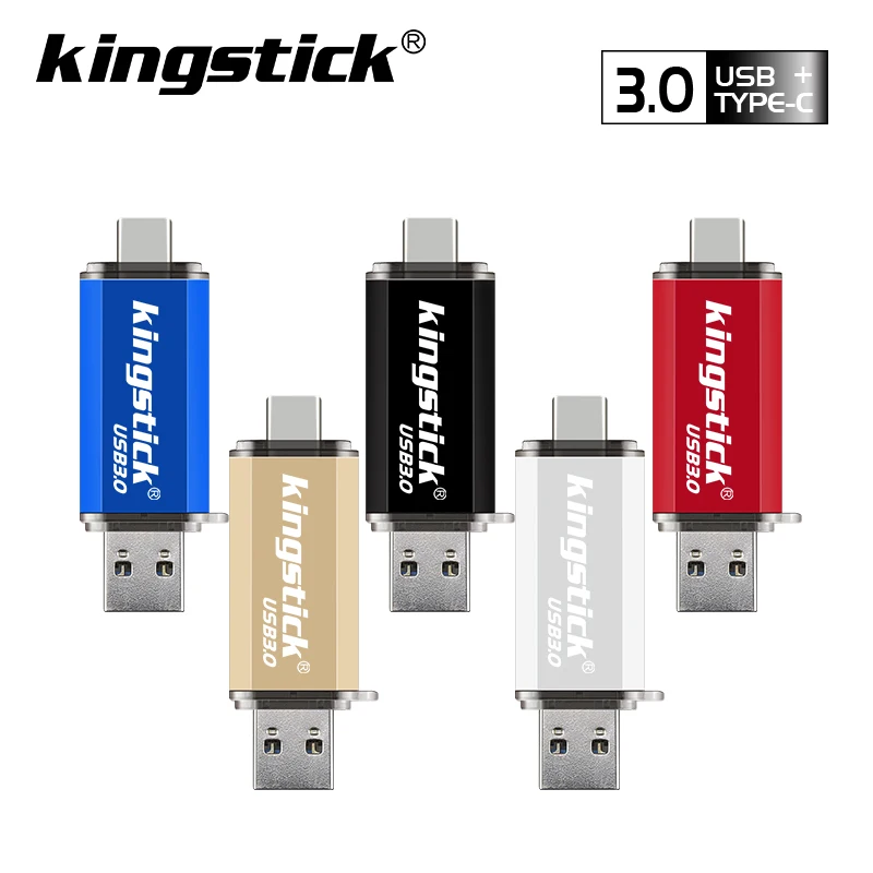 

Kingstick type-C USB 3.0 Flash Drive 64GB 32GB 16GB Pen Drive Smart Phone Memory Mini USB Stick Type - C 3.0 Dual Double Plug