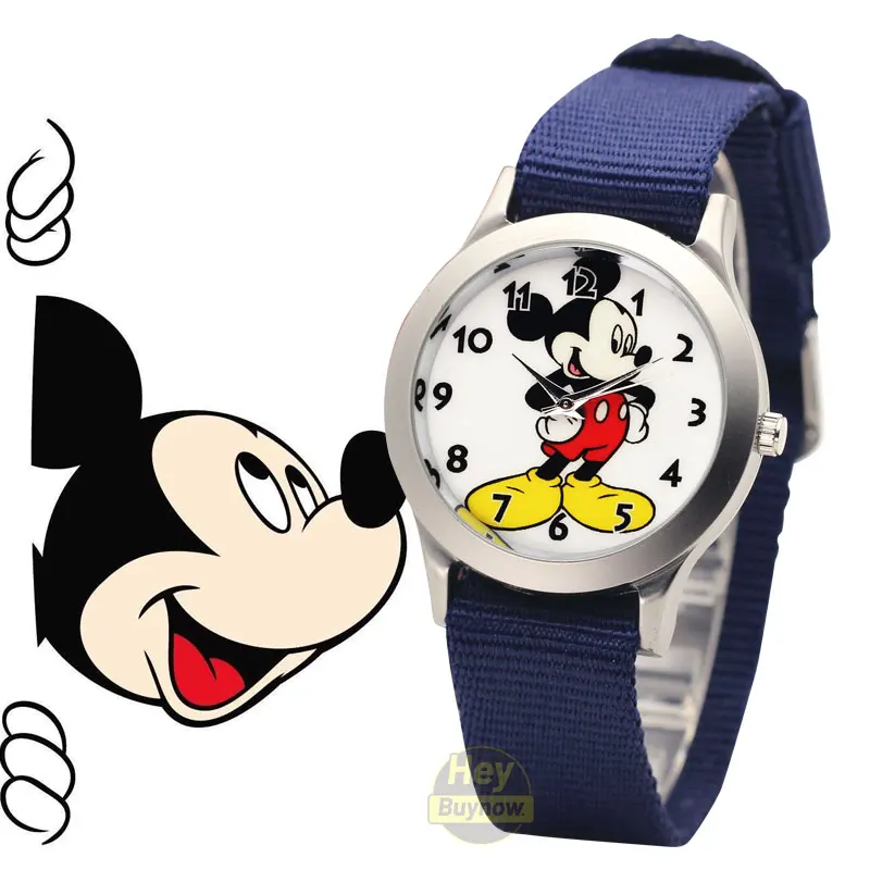 Детские наручные часы для мальчиков и девочек с мультяшной мышкой парусиновые