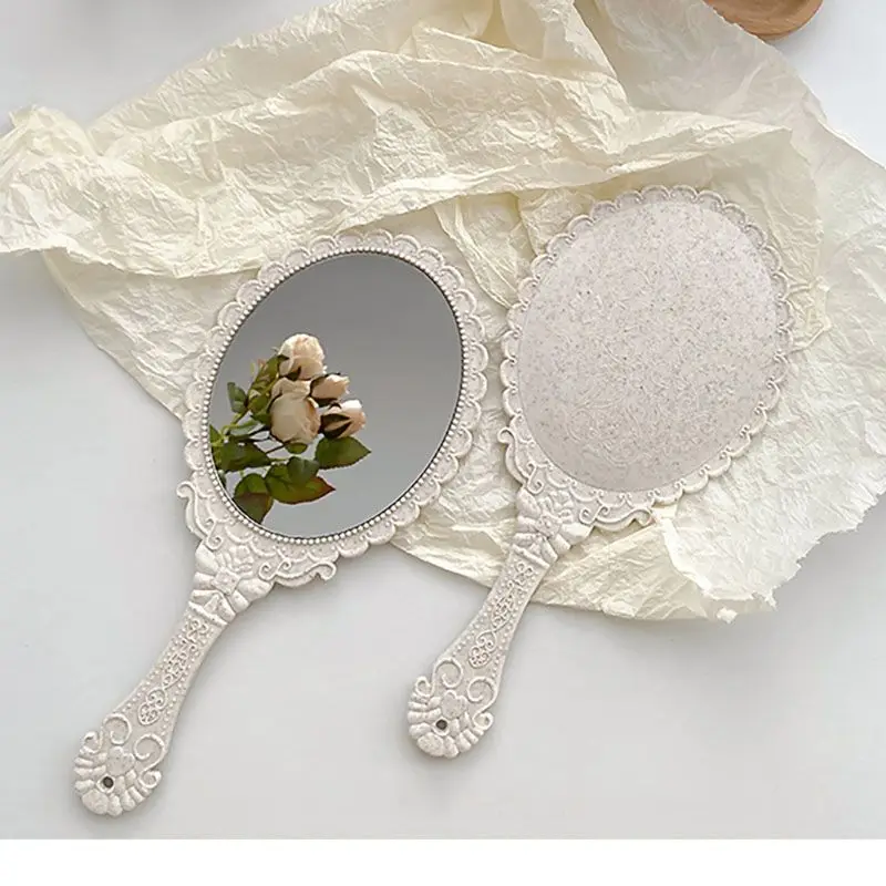 Зеркало для макияжа винтажное вращающееся овальное с круглой ручкой женщин