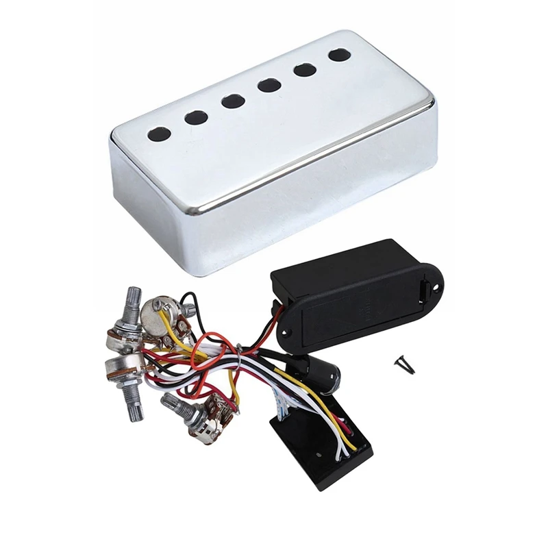 2Pcs Humbucker Neck &amp Bridge Guitar Pickup Covers Chrome 1Pcs 2 Band Active Bass Preamp Circuit Black | Спорт и развлечения