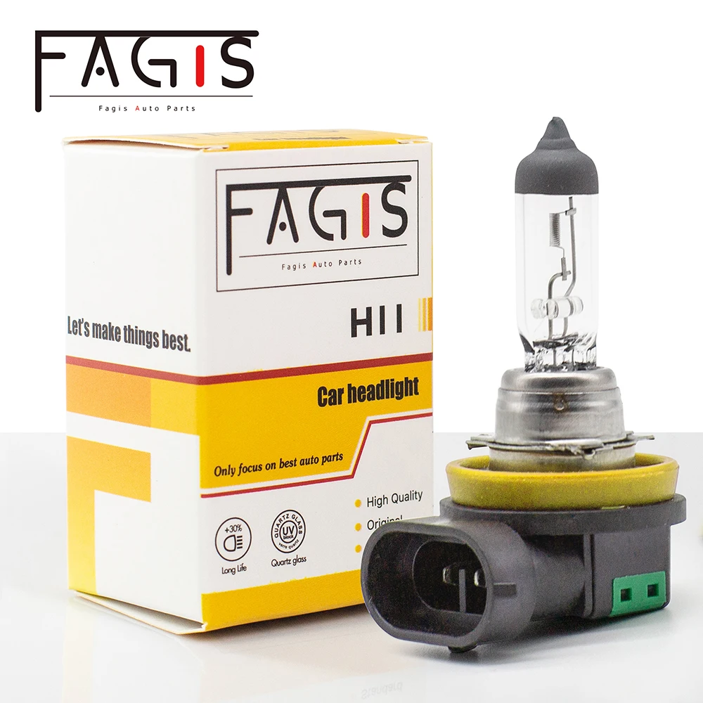 Fagis 1Pcs 12v 55w H11 Halogen Bulb 3350K Clear Quartz Glass Car Fog Light Auto Lamp Halogen Headlight Bulbs White Fog Lights