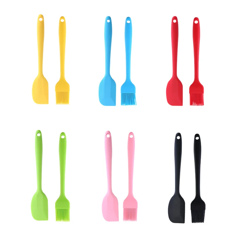 

2Pcs Kitchen Heat-Resistant Silicone Spatula Oil Brush Cream Dough Scrape Cake Decorating Tools Baking Pastry Accessories
