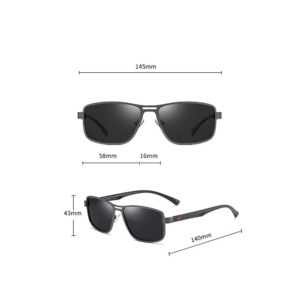 

1Pc Fashion Men UV400 Sunglasses Polarized Square Metal Frame Male Sun Glasses Fishing Driving Sunglasses