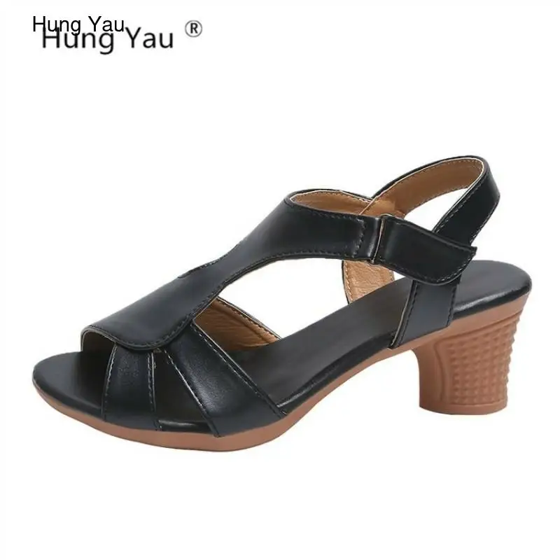 

Women Platform Sandals Gladiator Woman Open Peep Toe Shoes Summer Style Hollow Out Leather Lady Casual Black Sandals Size 35-40