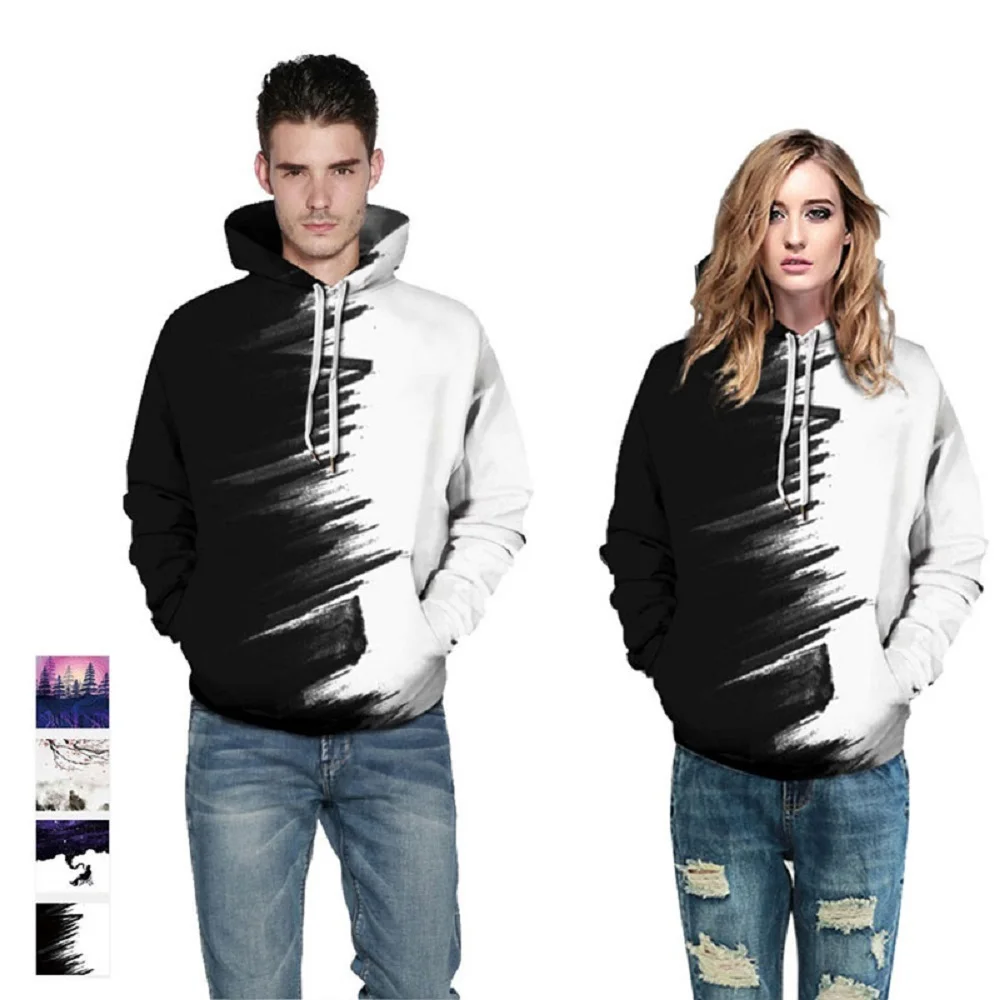 Женские и мужские толстовки с капюшоном 3D принтом со звездами Модные свободные