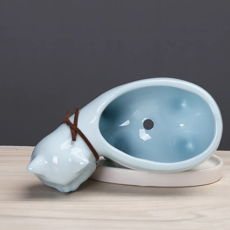 

Cartoon Animal Ceramic Planter Cute Cat Tail Flowerpot Personality Creative Cactus Succulent Plant Poted Desktop Garden Decor