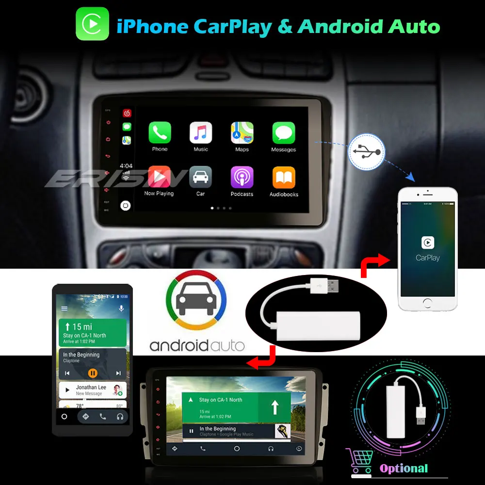 Erisin EU Warehouse 2763 8 &quotAndroid 10 0 TPMS DAB DSP CarPlay Авторадио для Benz C G Class W203 S203 CLK C209 W209 Viano Vito |