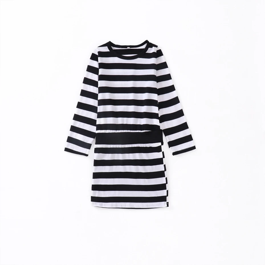 Платья для девочек обтягивающие платья в полоску Модное детское платье с