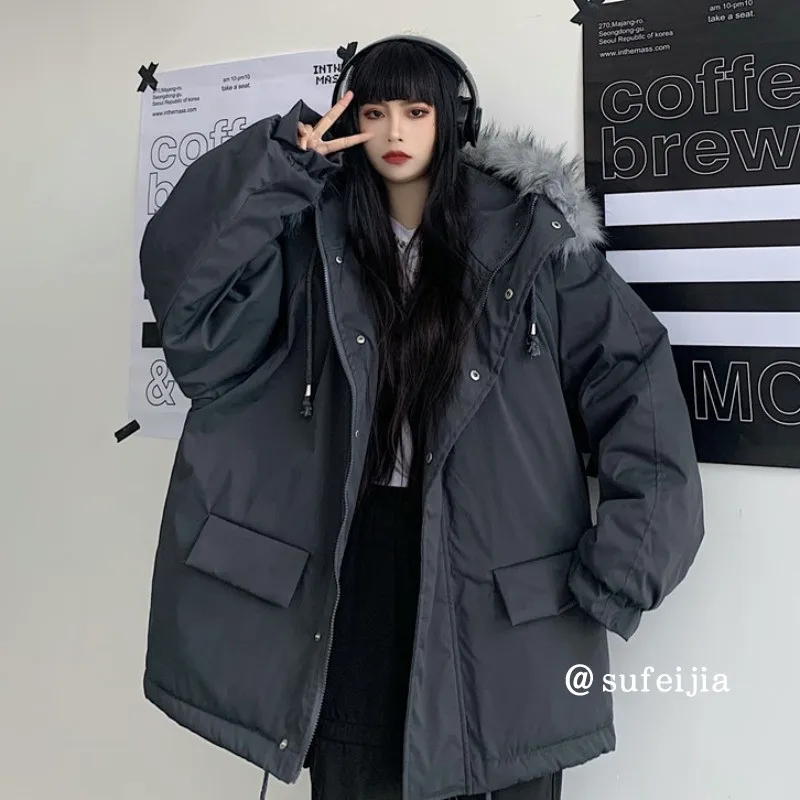 

Parka Autumn Winter Jacket Women Clothes Vintage Warm Coat Female Women's Down Cotton Jacket Warm Thick Long Parkas Oversized