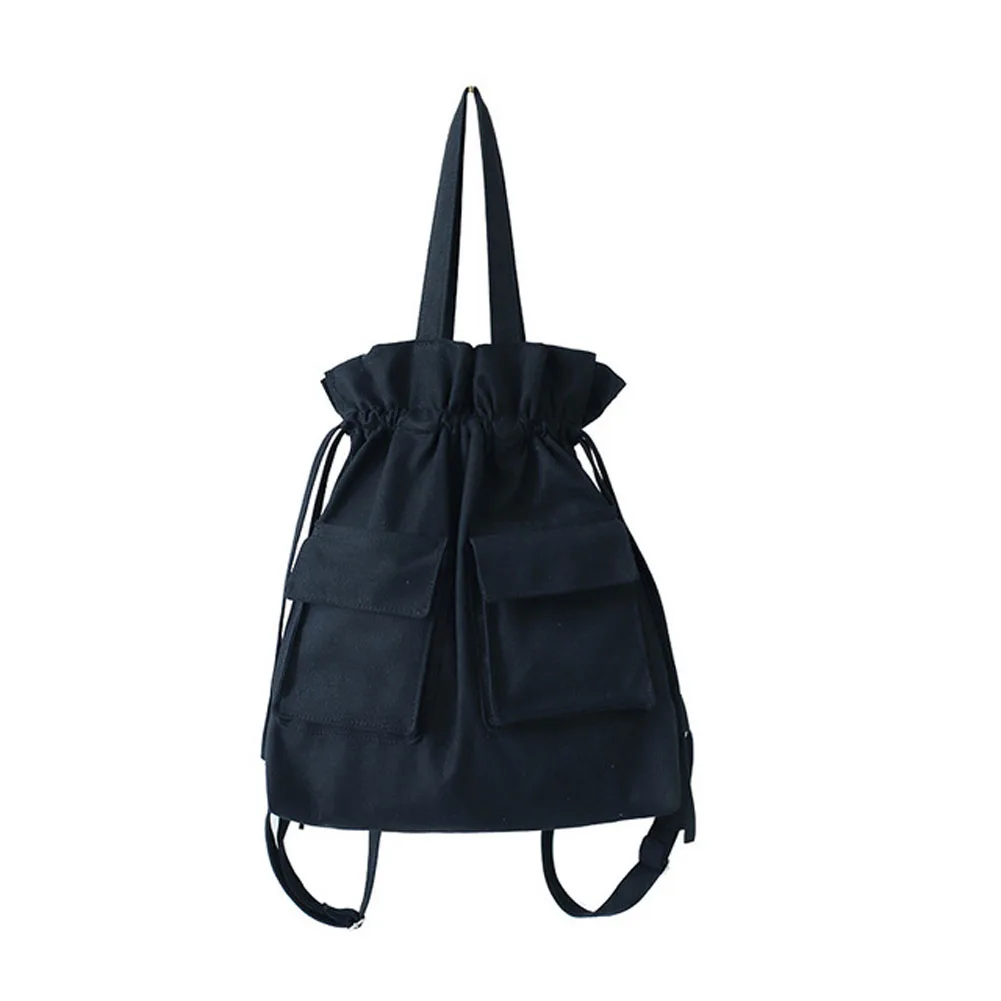 

Women Canvas Bags Cotton Shoulder Bag Drawstring Multi-functional Portable Handbag Reusable Washable Bags