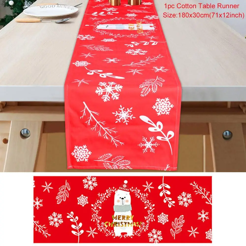 Natale Navidad, красное льняное рождественское настольное украшение для дома, Рождественское украшение, новогодний декор - Цвет: Table Flag style 7