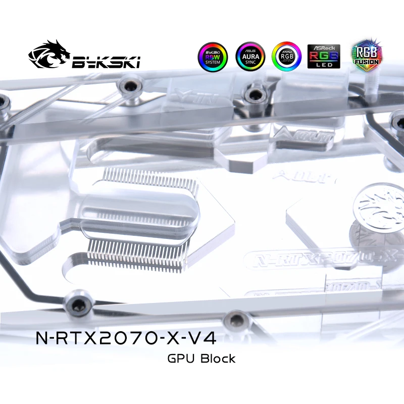 Bykski полный охват RGB / A-RGB GPU блок водяного охлаждения для NVIDIA RTX2070 основатель