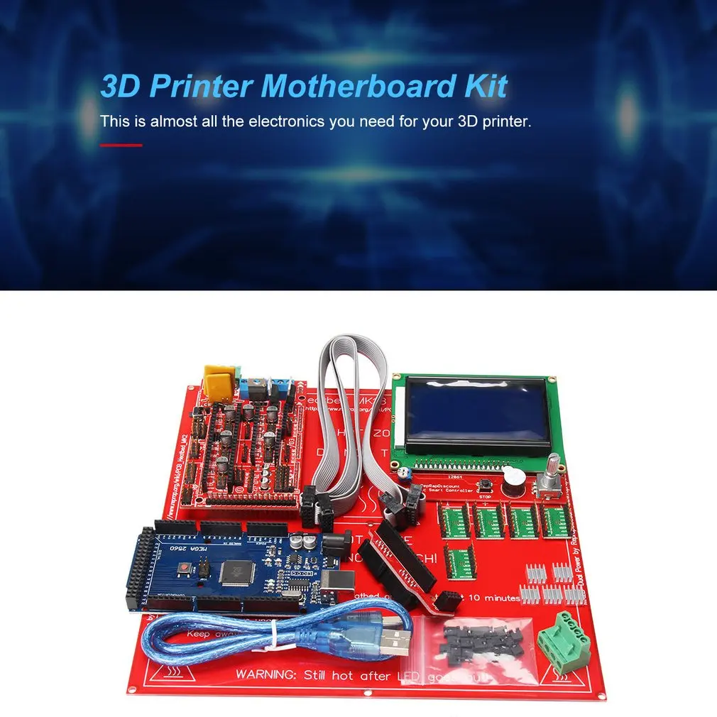 3D Printer Kit Motherboard Set with RAMPS 1.4 + Mega 2560 5pcs A4988 Module 12864LCD Control Panel | Электроника