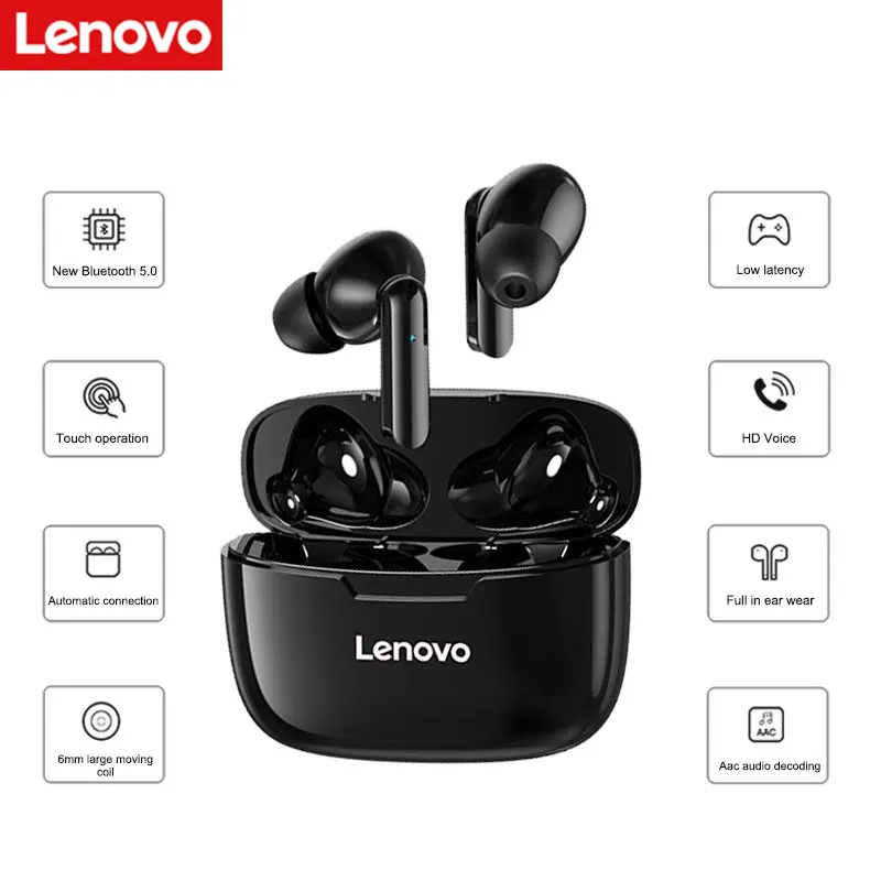 

Lenovo Bluetooth Wireless Headphones in-ear Headset Smart Noise Reduction Hifi Stereo bass sports earphone for iPhone Xiaomi