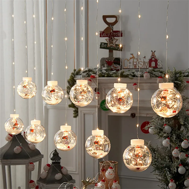 

New LED Curtain String Light Ball Santa Claus Christmas New Year 2022 Christmas Decortions for Home Xmas Tree Decoration Navidad
