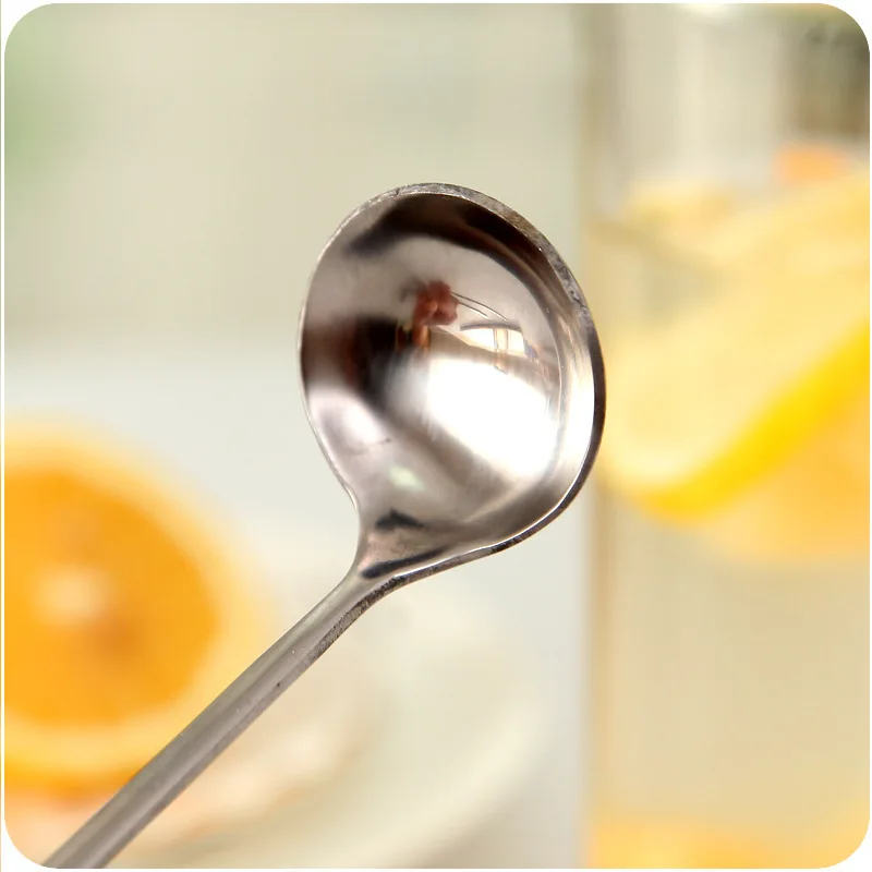 Coffee Stirring Long Handle Spoon Stainless Steel Mixing Small Round Tea Dessert Honey Dinnerware Tableware Supply | Дом и сад