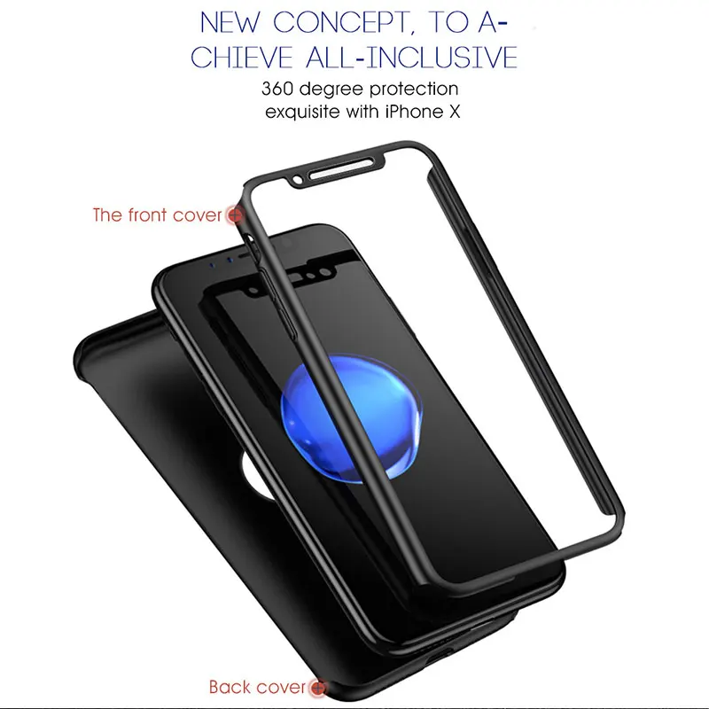 360 полный защитный чехол для телефона iPhone 8 7 Plus 6 6s Чехол 5 5S X 10 полное покрытие 11 Pro