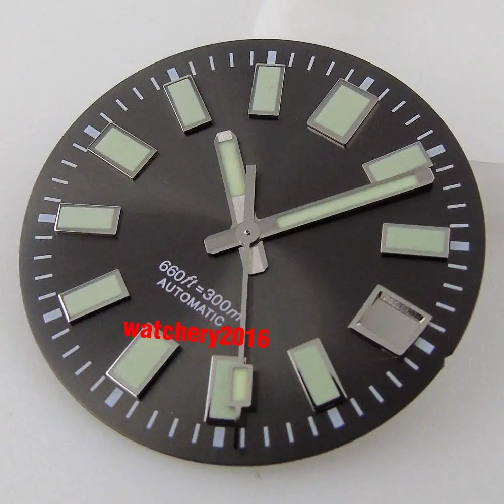 

29mm Super Lume Watch Dial+Solid C3 Lume Hands Fit For NH35/NH35A Movement Date Window Black/Blue/Gray Color Replacements