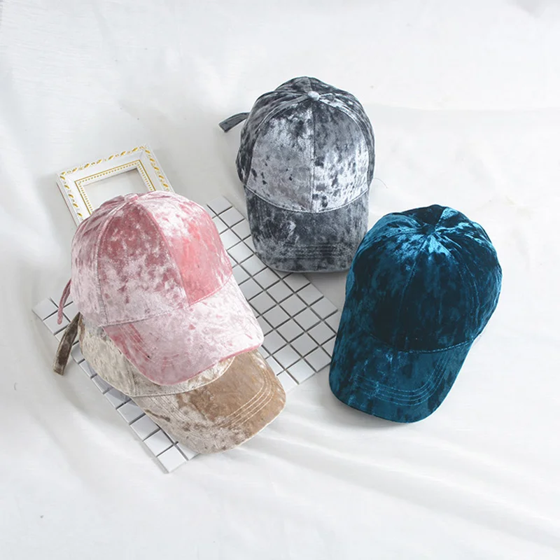 

New Velve Baseball Caps Autumn Winter Solid Color Women Hats Fashion Snapback Adjustbale Sun Visor Hats Female Headwear
