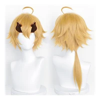 genshin impact tohma cosplay wig 56cm light brown heat resistant synthetic wigs hair anime cosplay wigs wig cap