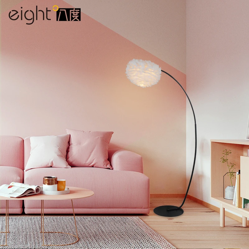 

All Good Feather Floor Lamp Northern Europe Bedroom Ins Girl Vertical Originality Go Fishing Trill Desk Lamp