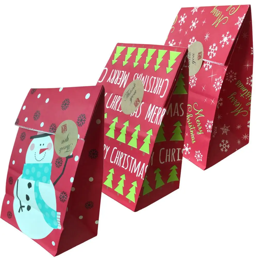 50 шт. рождественские пакеты подарки подарочные крафт бумага мешок для хранения